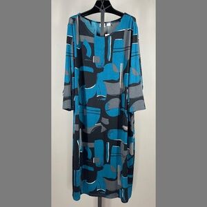 NEW Chicos Dress Womens 20 22 black blue gray geometric travelers geometric